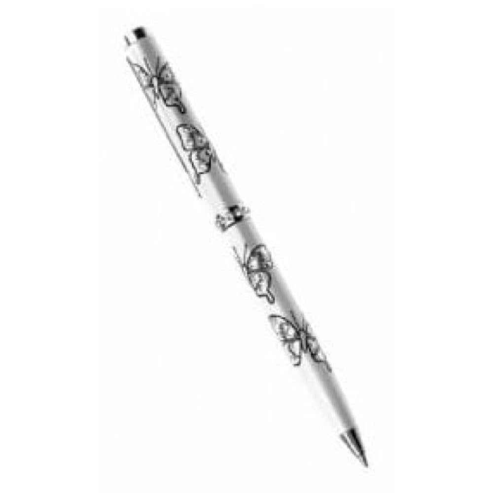 Blue Crystal and Pearl Butterfly Ballpoint Pen