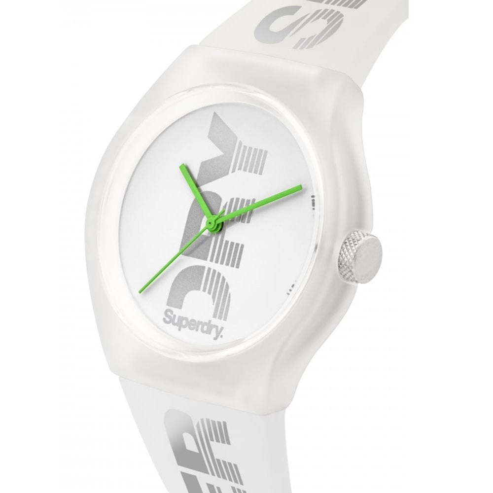 Urban Sport White Dial With White Printed Silicone Strap Gents Watch
