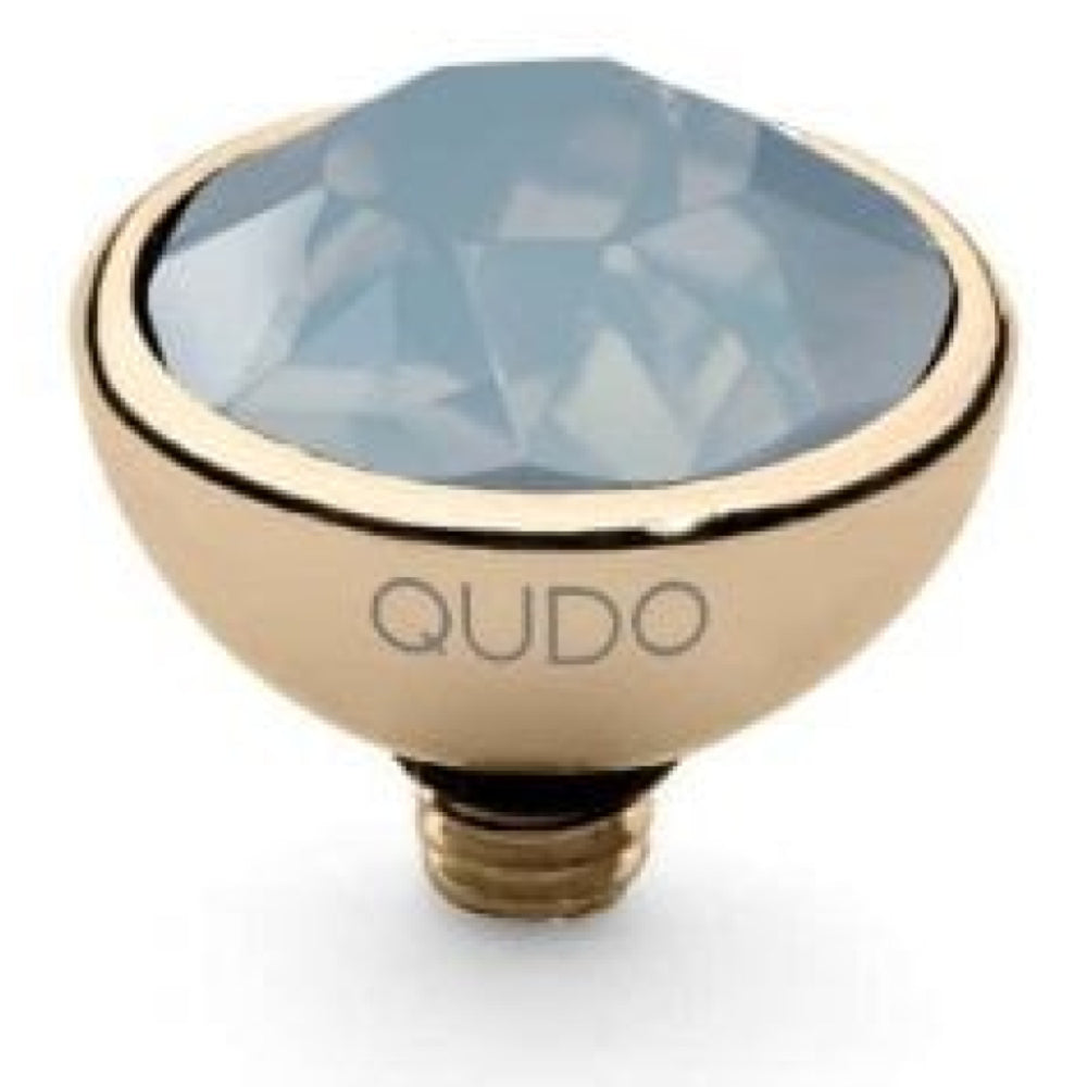 Famosa Gold 10mm Bottone Ring Top Air Blue Opal