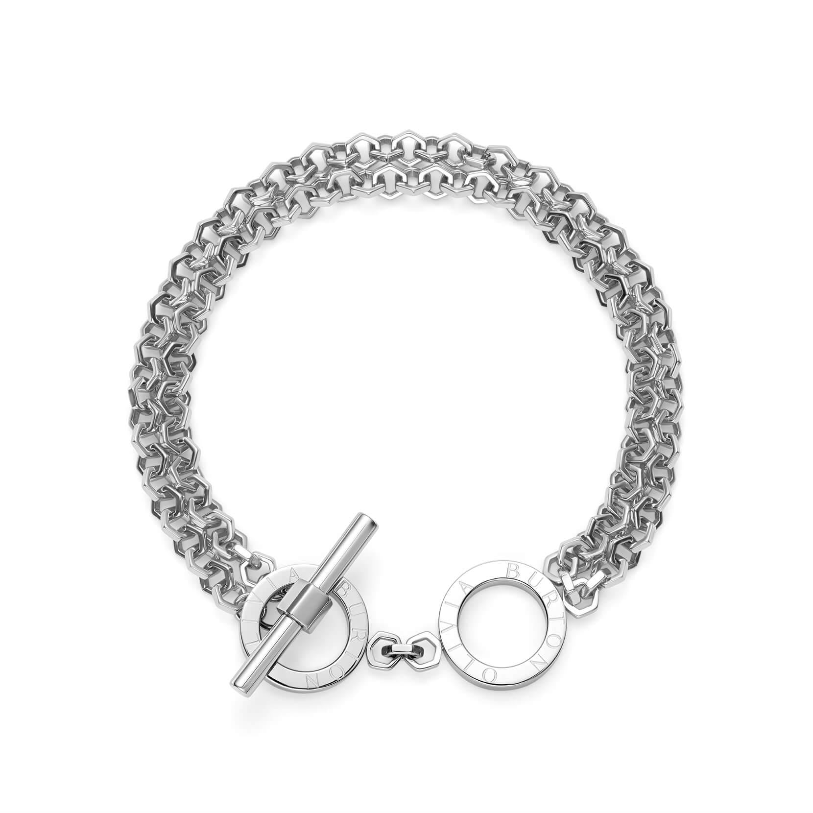Signature Honeycomb Toggle Silver Tone Ladies Bracelet