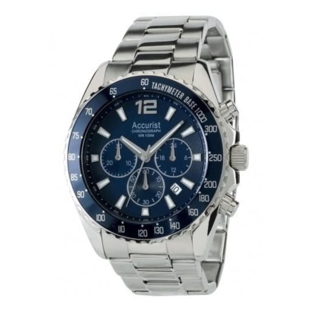 Gents Stainless Steel Blue Chronograph Watch