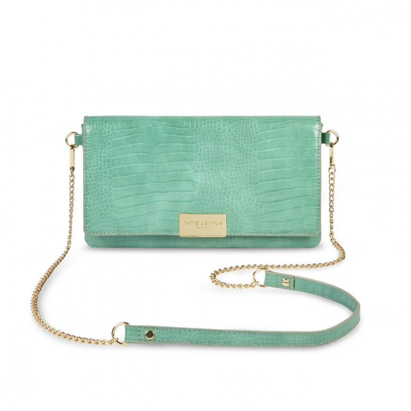 Celine Faux Croc Crossbody Bag | Mint Green