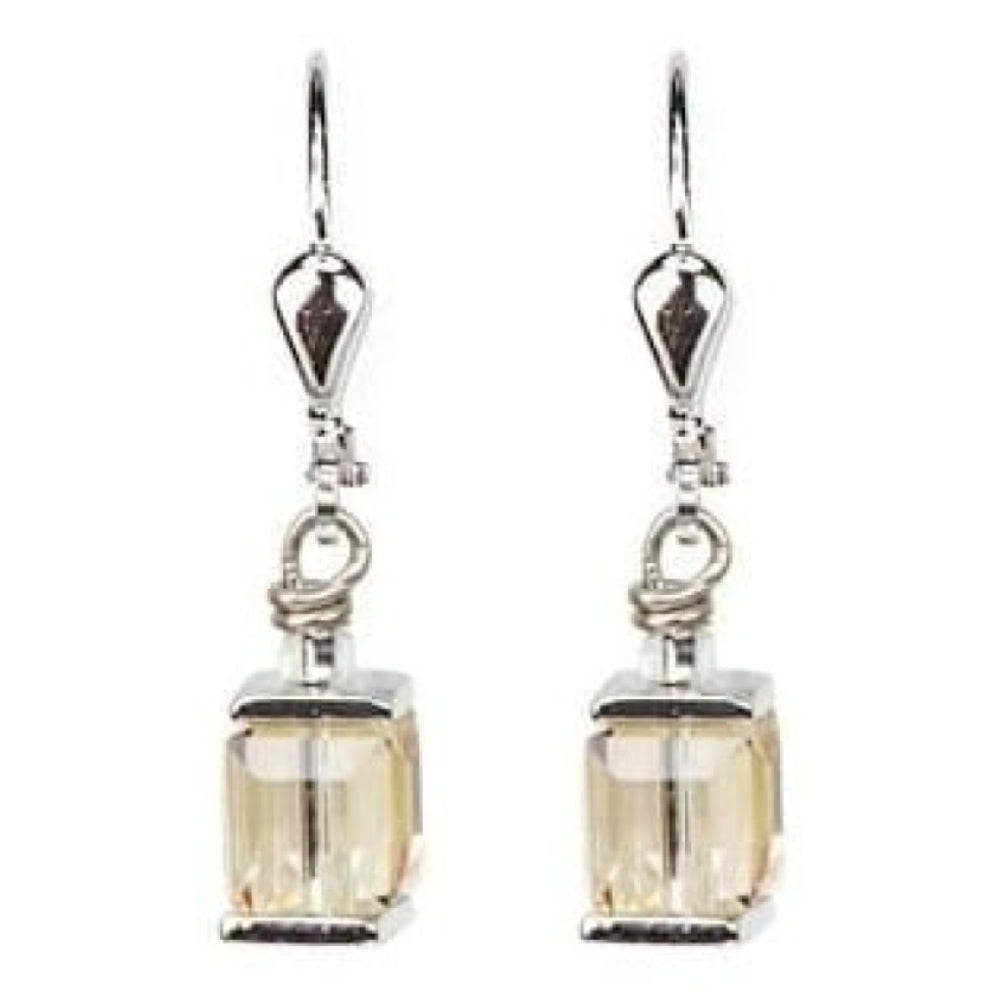 Ladies Peach Coloured Swarovski Elements Set In White-Bronze Alloyed Steel Earrings