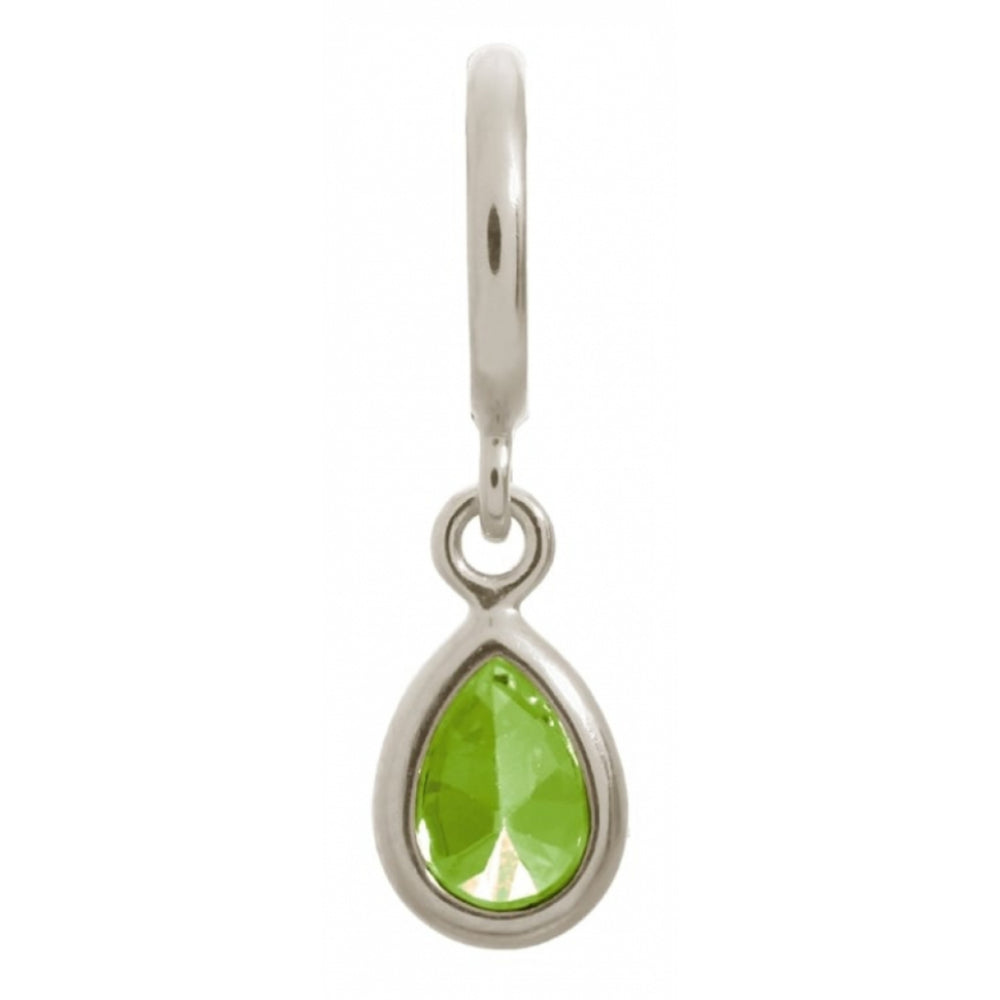 Green CZ Drop Sterling Silver Charm