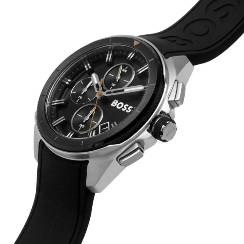 Volane Black Chronograph Dial Black Silicone Strap Gents Watch