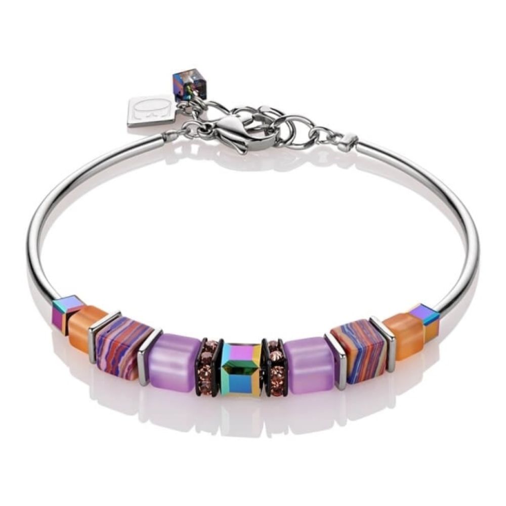 Lilac And Orange Geo Cube Bracelet