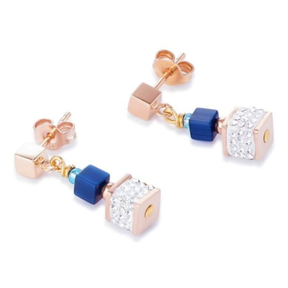 Turquoise Geo Cube Earrings with Stickpin