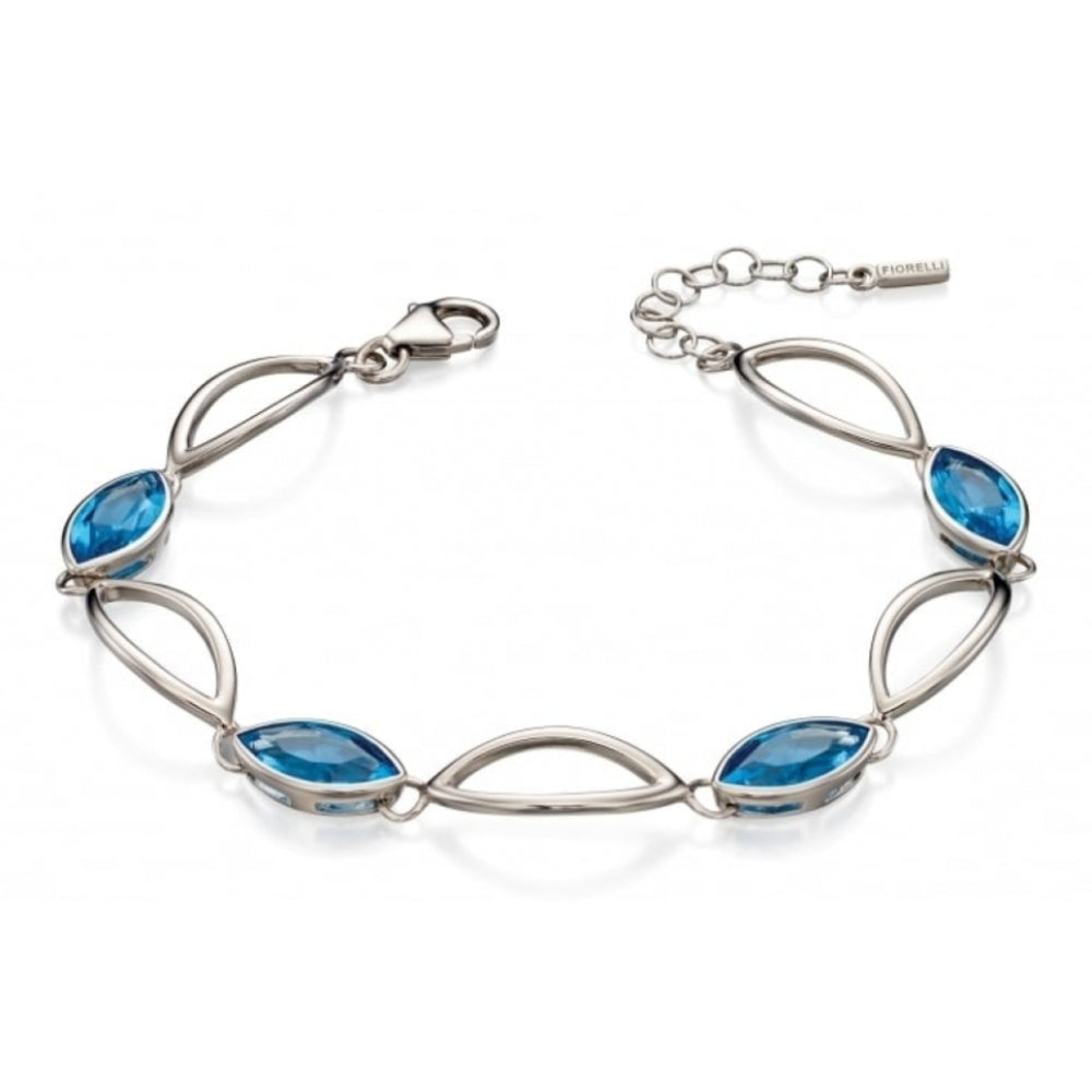 Linked Marquise Bracelet With Blue Stones