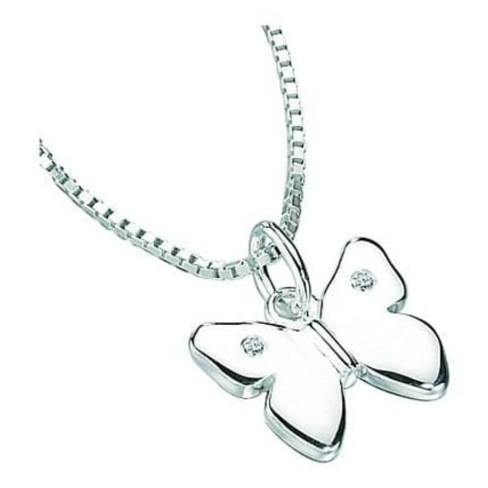 D For Diamonds Girls Sterling Silver Butterfly Pendant Necklace