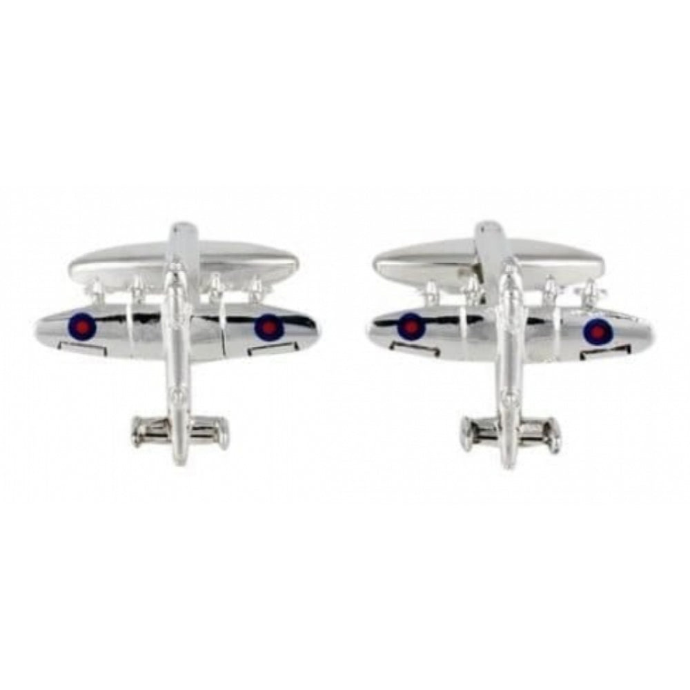 Lancaster Bomber Plane Rhodium Plated Cufflinks