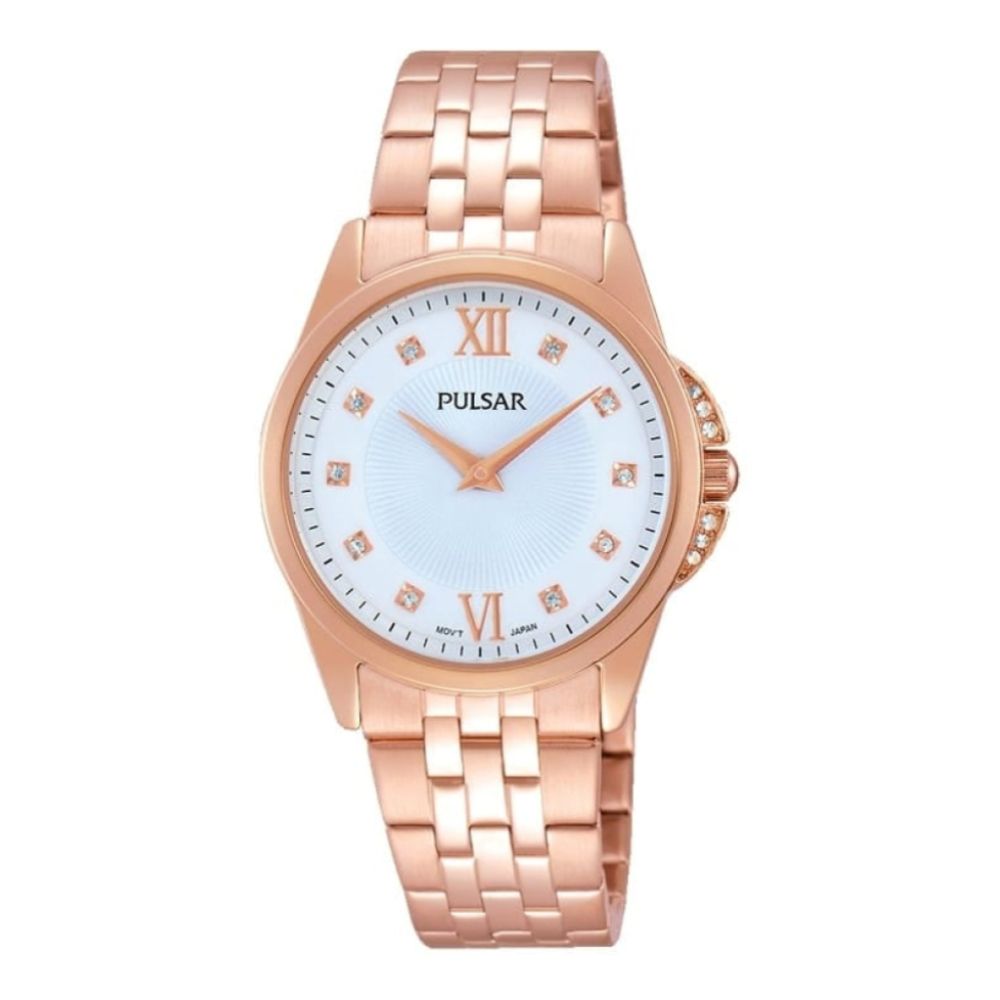 Womens Rose Crystal Bracelet Watch