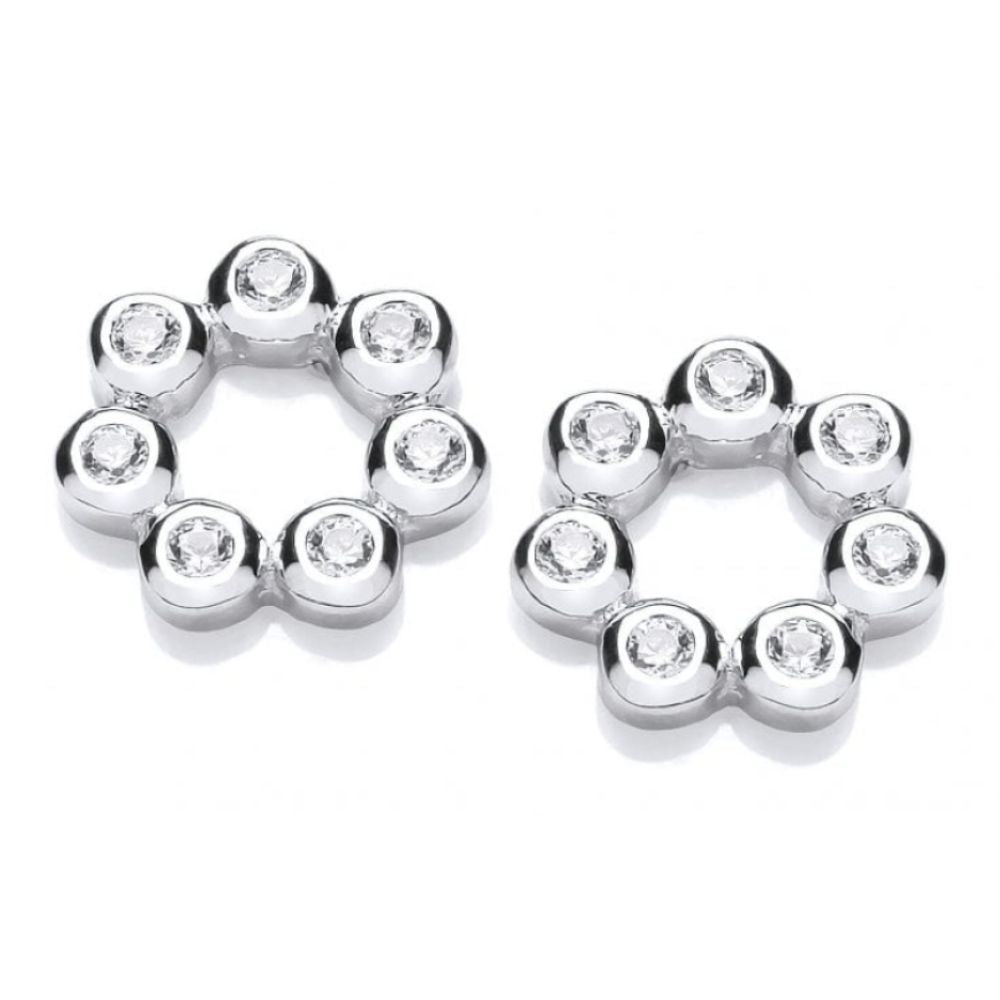 Silver CZ Circle Of Life Earrings
