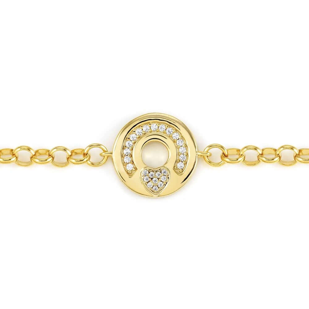 Sentimental Gold Plated Heart CZ Pave Bracelet