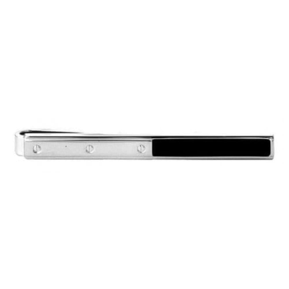 Gents Rhodium Plated & Onyx Tie Bar