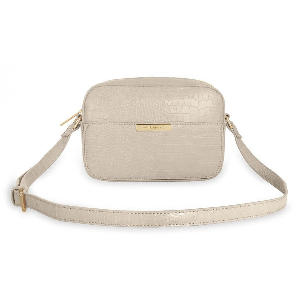 Celine Faux Croc Crossbody Bag | Oyster Grey | 14 X 20.5 X 6 Cm