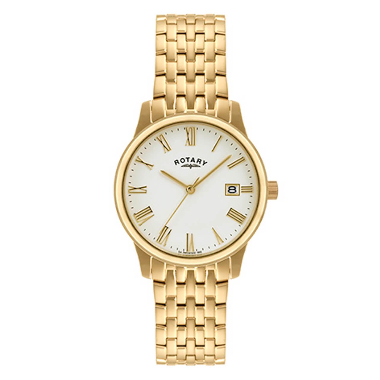 Mens Gold Tone Bracelet Watch with Date Display