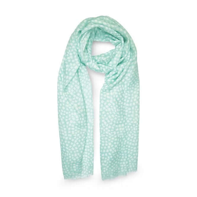 Printed Scarf | Mosaic Print | Mint Green And White