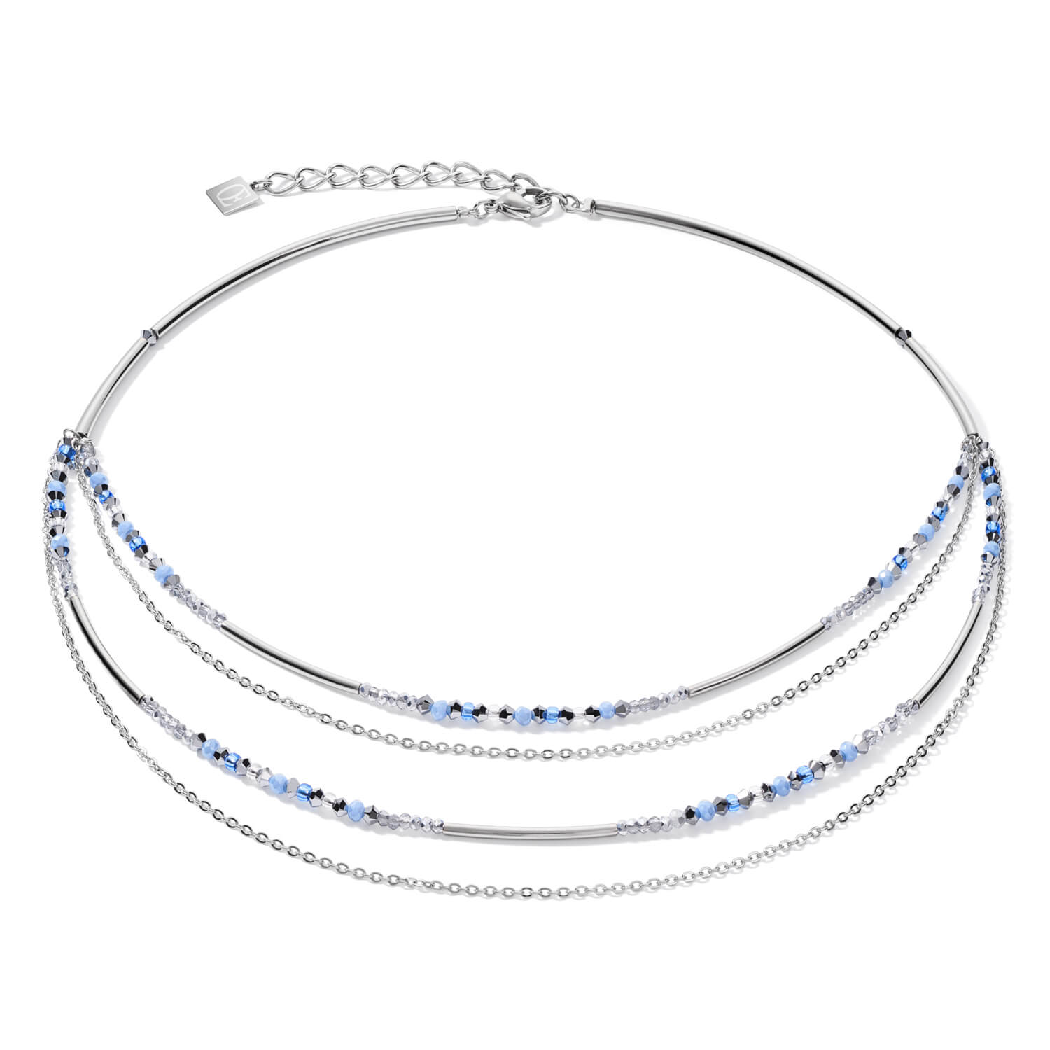 Fine Waterfall Stainless Steel & Light Blue Necklace