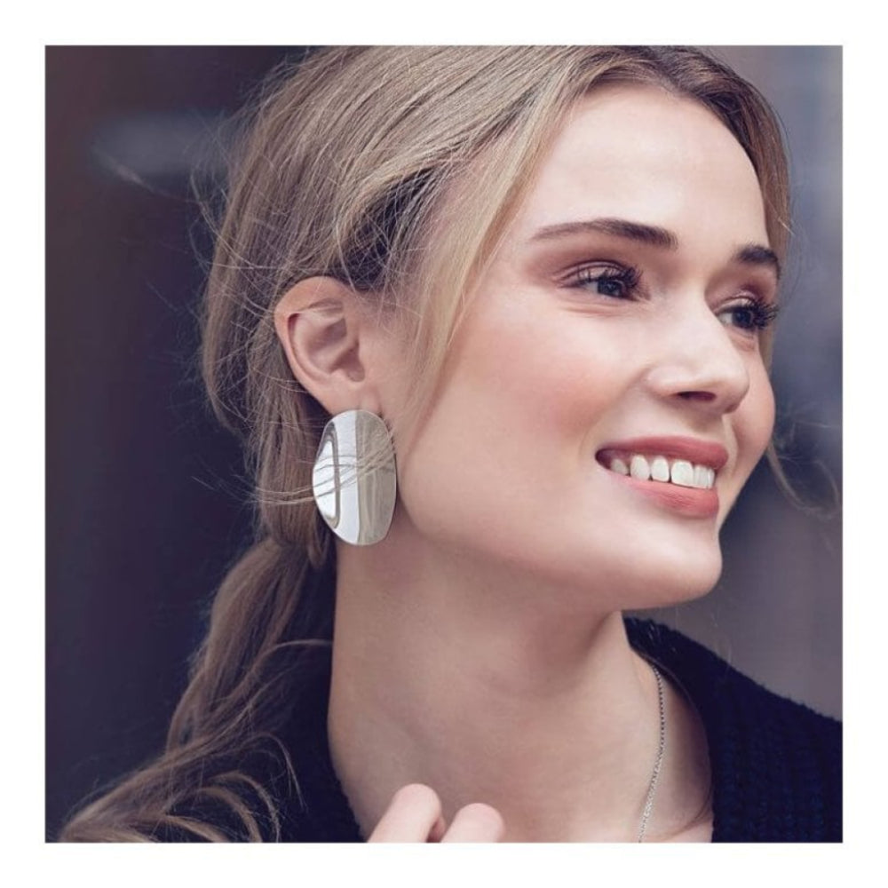 Pebble Stud Large Earrings Steel