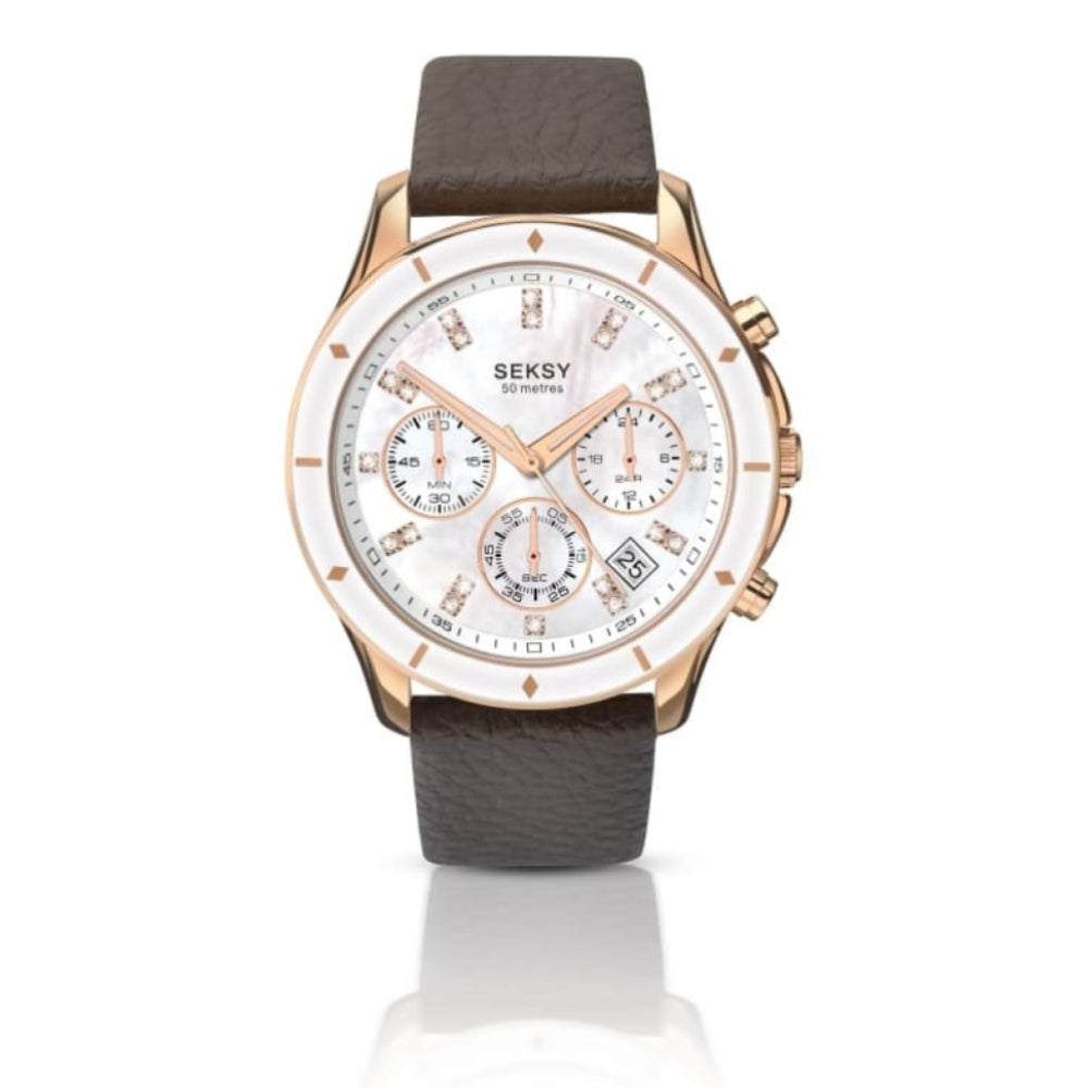 Ladies' Chronograph Watch With Leather Strap