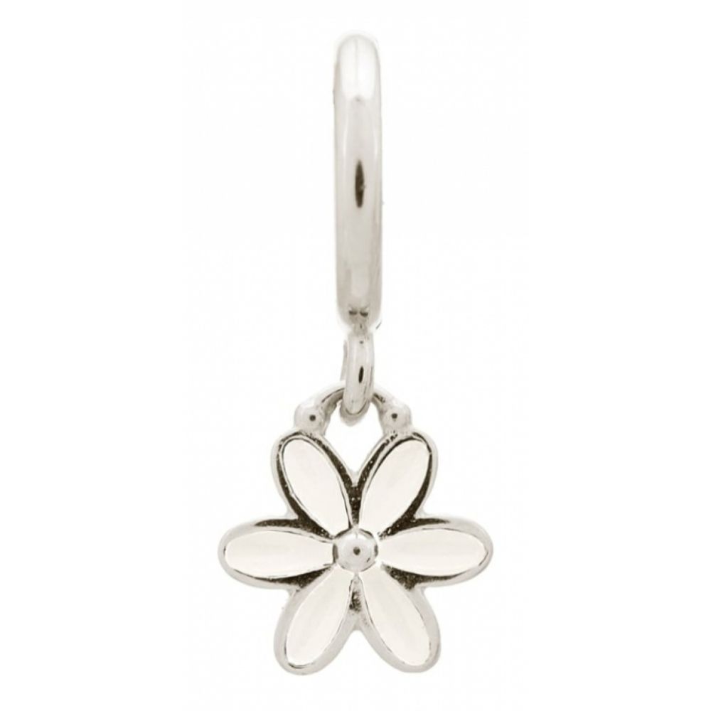 White Enamel Flower Drop Charm