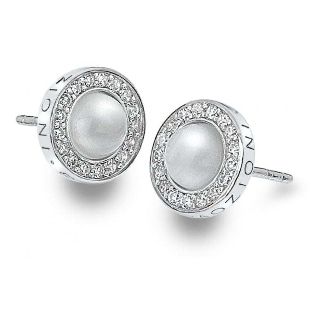 Silver White CZ and MOP studs