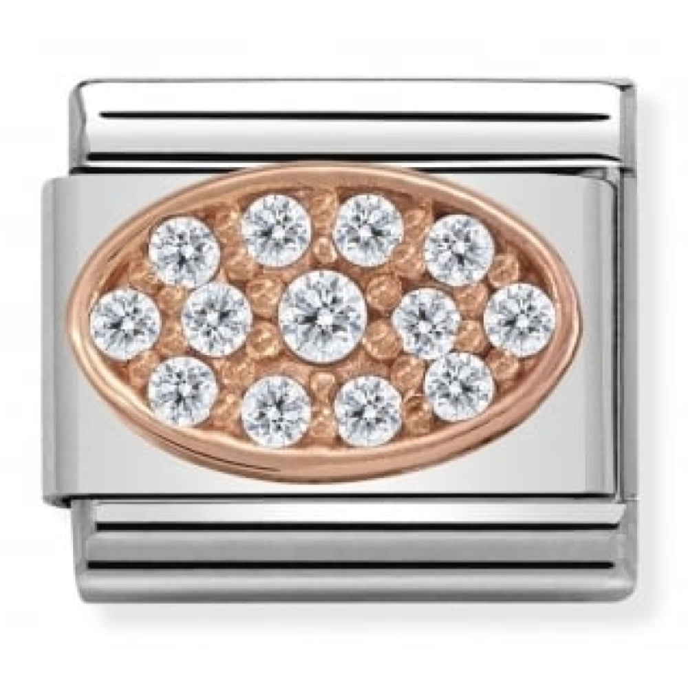Classic Rose Gold Oval White CZ Stones