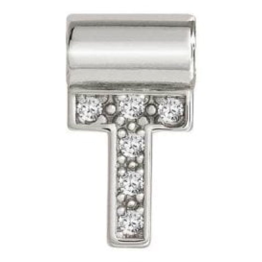 Seimia Silver Cubic Zirconia Letter T Charm