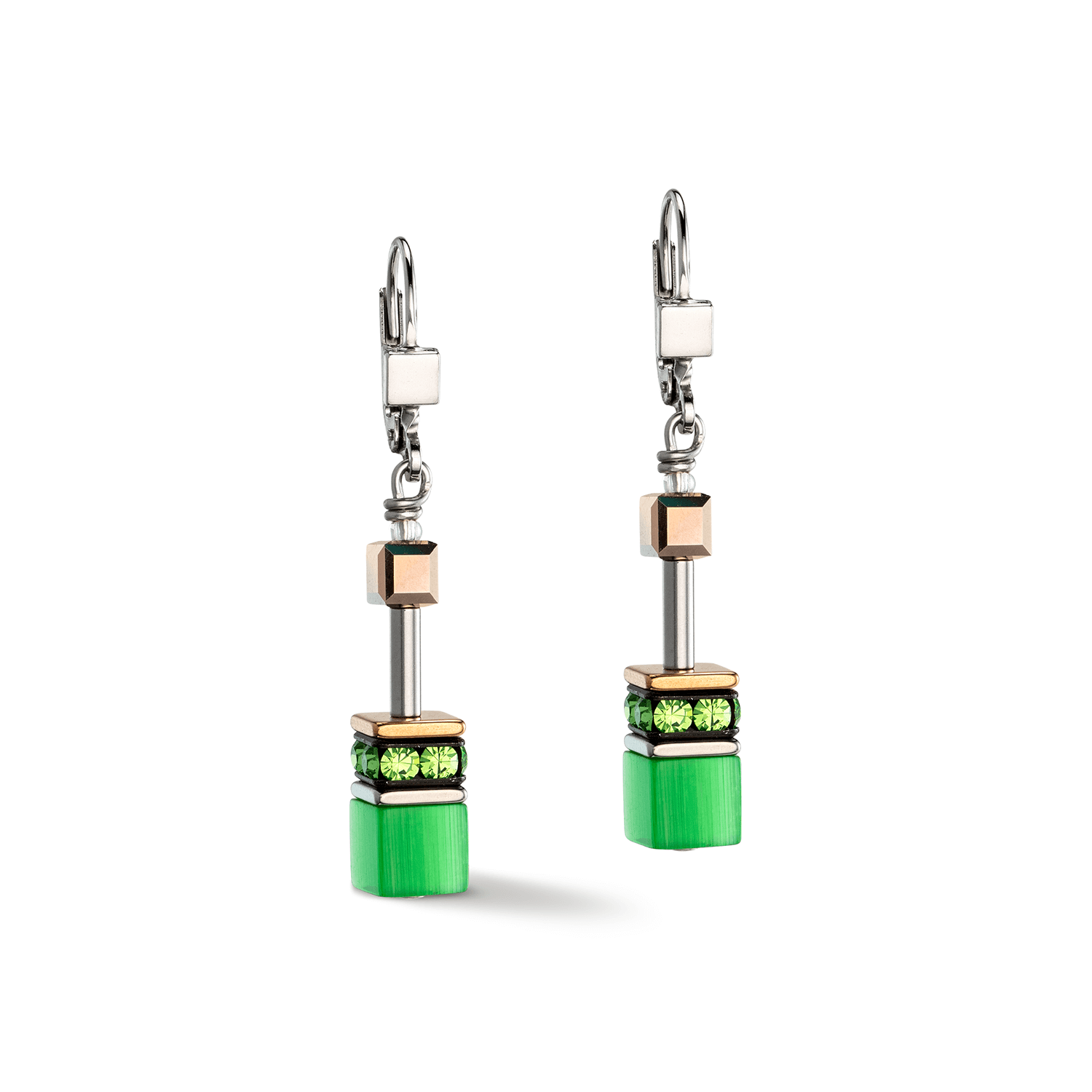GeoCUBE Iconic Monochrome Green Pierced Earrings