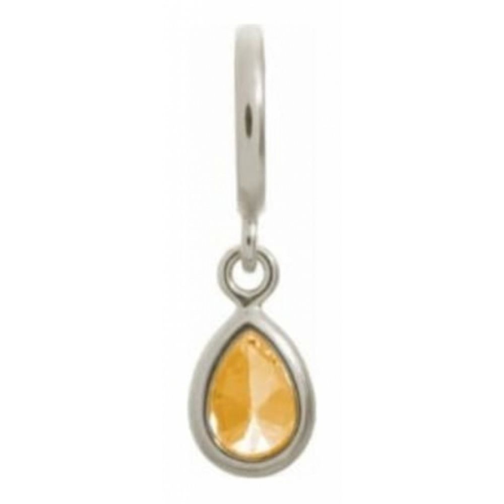 Citrine CZ Drop Sterling Silver Charm