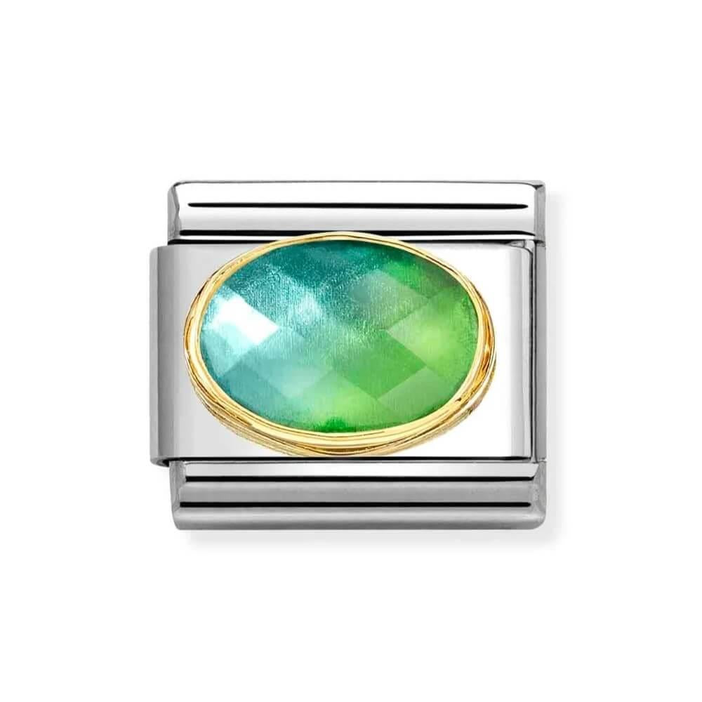 Composable Classic Link Two Tone Blue & Green CZ In 18K Gold