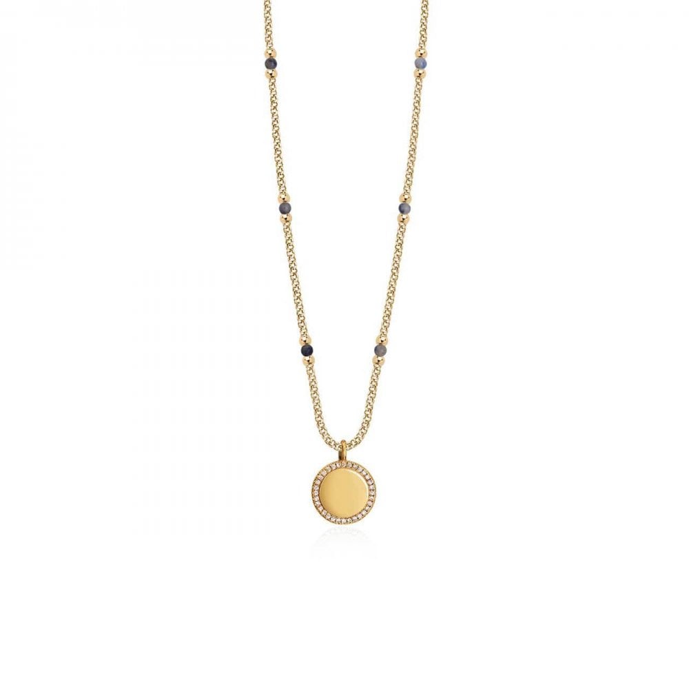 Wellness Gems | Gold | Blue Lace Agate Necklace | 45cm With 5cm Extender