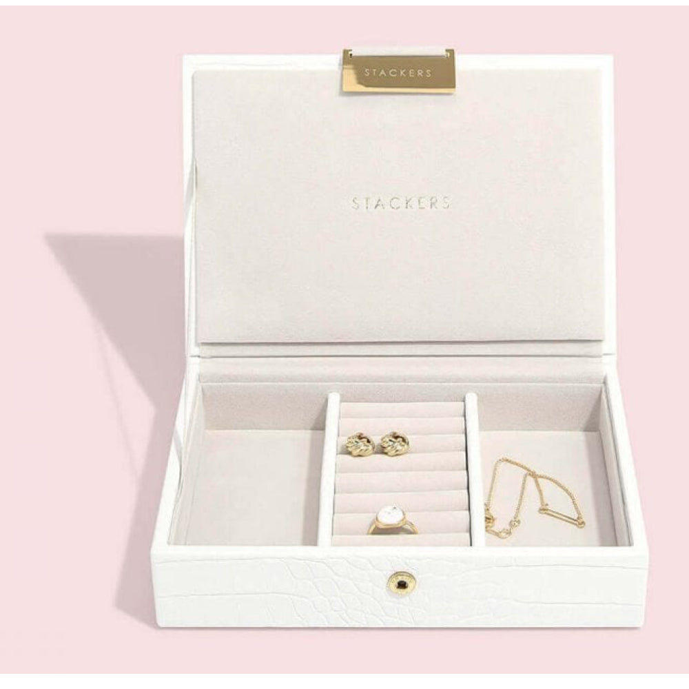 Chalk White Croc Mini Lidded Stacker