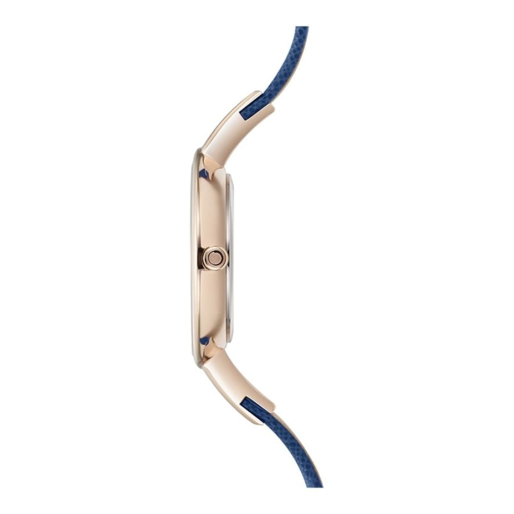 SOL - NAVY Rose Gold Plated Leather Calf Watch