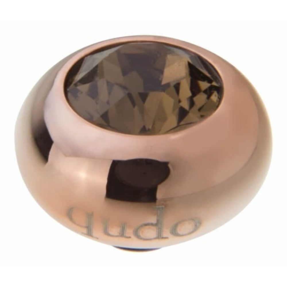 Famosa Rose Gold 10mm Tondo Ring Top Smoky Quartz