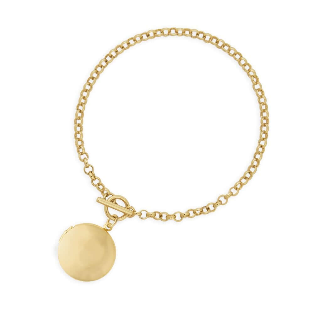Life Lockets Gold Round Locket 18cm Bracelet