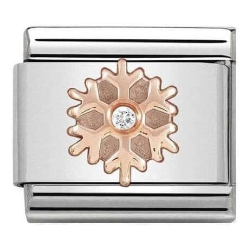 Classic Symbols Link Snowflake CZ 9k Rose Gold