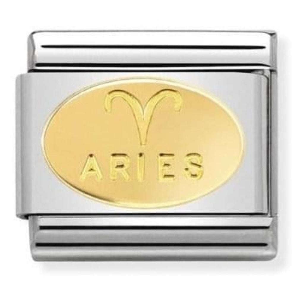 Stainless Steel & Gold Zodiac Aries Symbol Classic Link