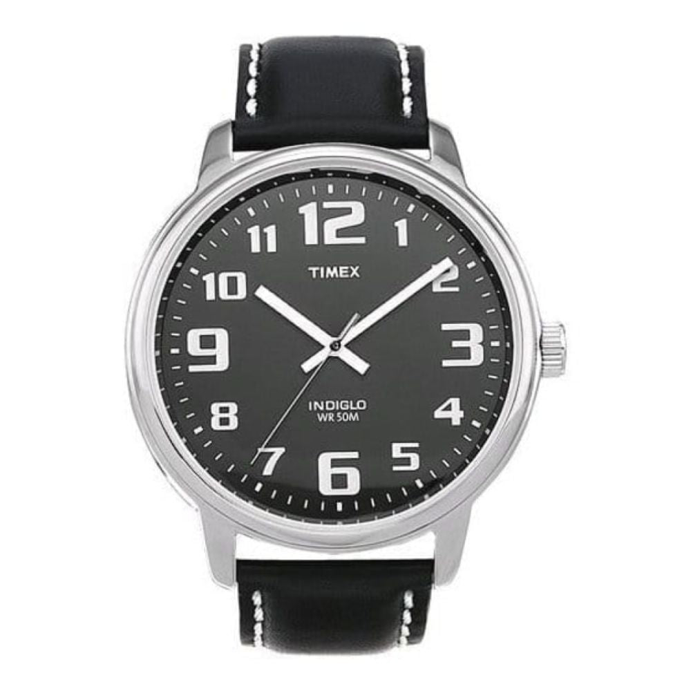 Gents Easy Reader Indilgo Light Black Leather Strap Watch
