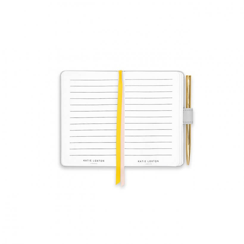 Beautifully Boxed Mini Notebook And Pen Set | Be Happy | Grey