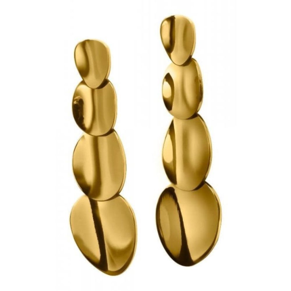 Pebble Earrings Long Gold
