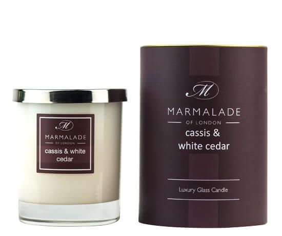 Cassis & White Cedar Luxury Glass Candle