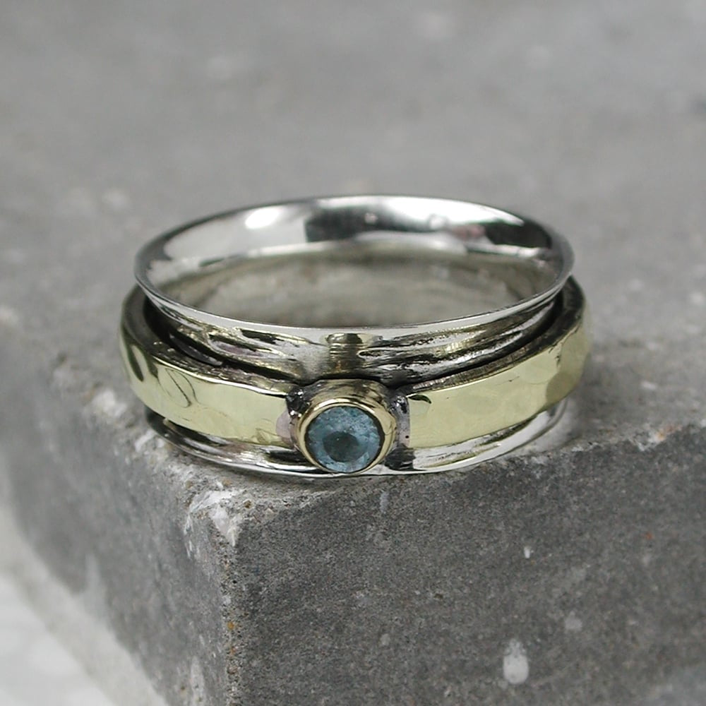 Blue Topaz/Silver Spinning Ring