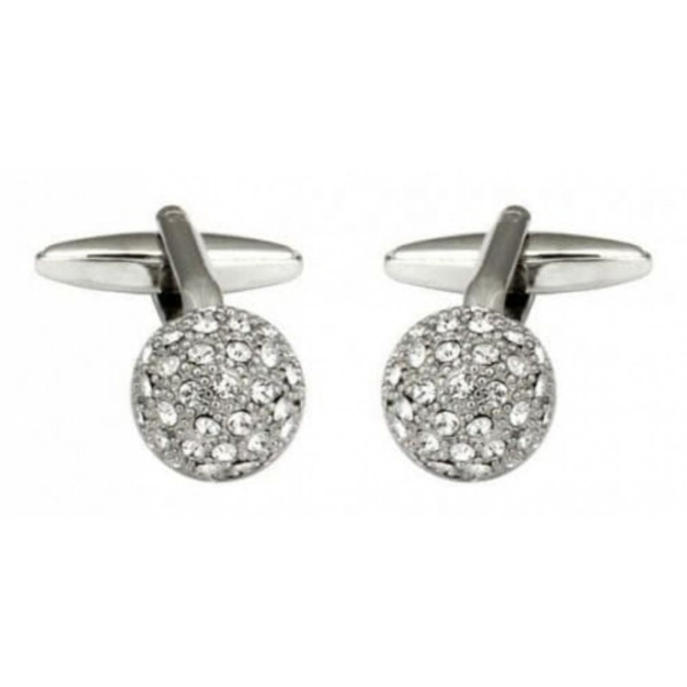 Fireball Clear Crystal Rhodium Plated Cufflinks