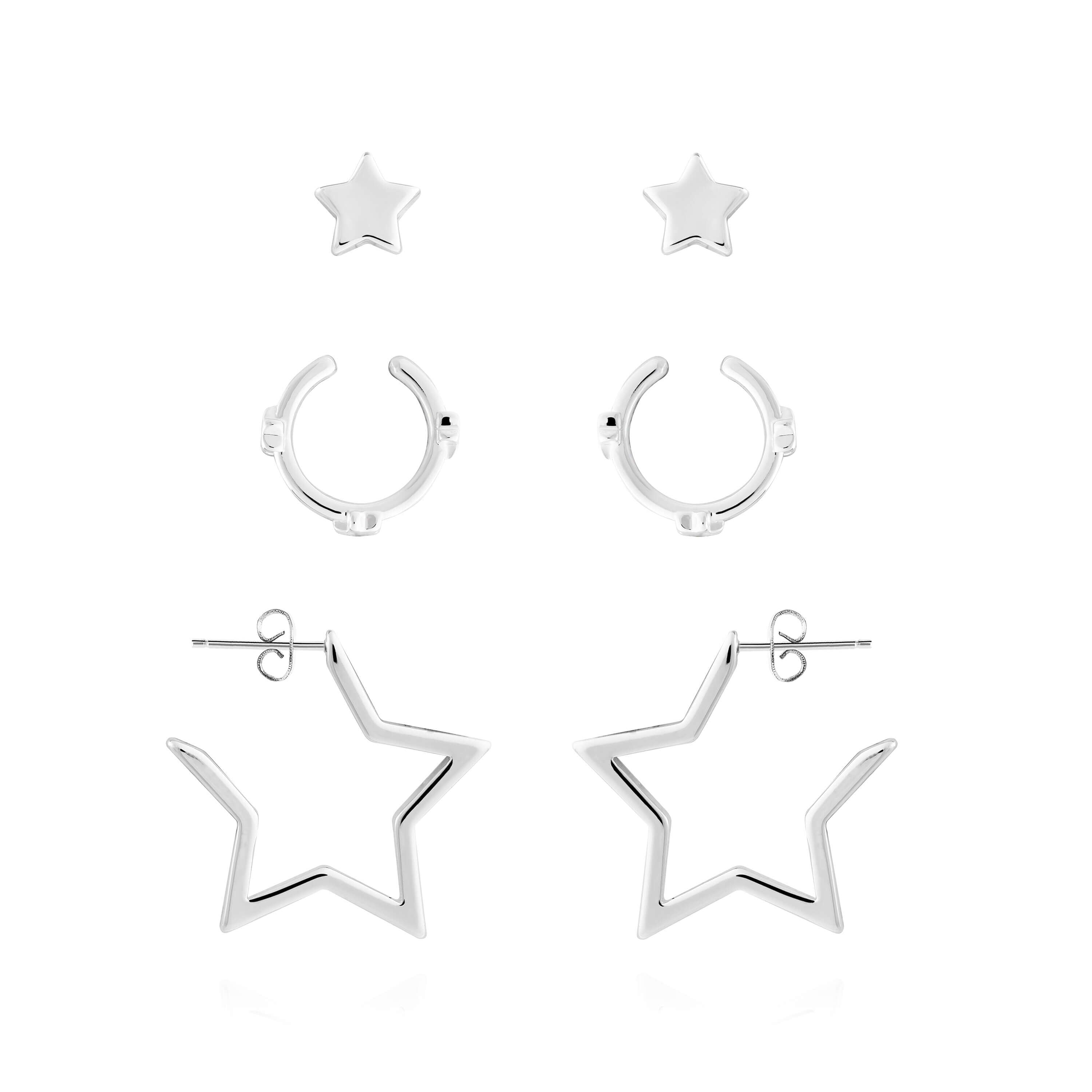 Tahlia Trio | Star Cuff Pack | Silver | Set Of 3