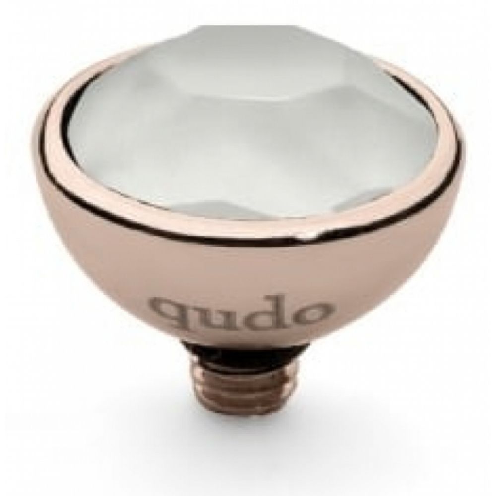 Famosa Rose Gold Plated 10mm Bottone Powder Grey Ring Top