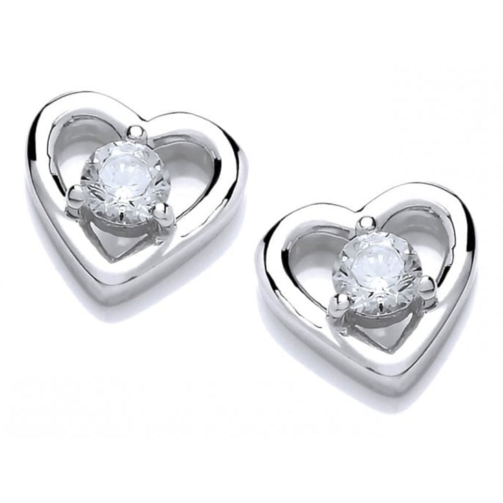 CZ Heart Solitaire Earrings