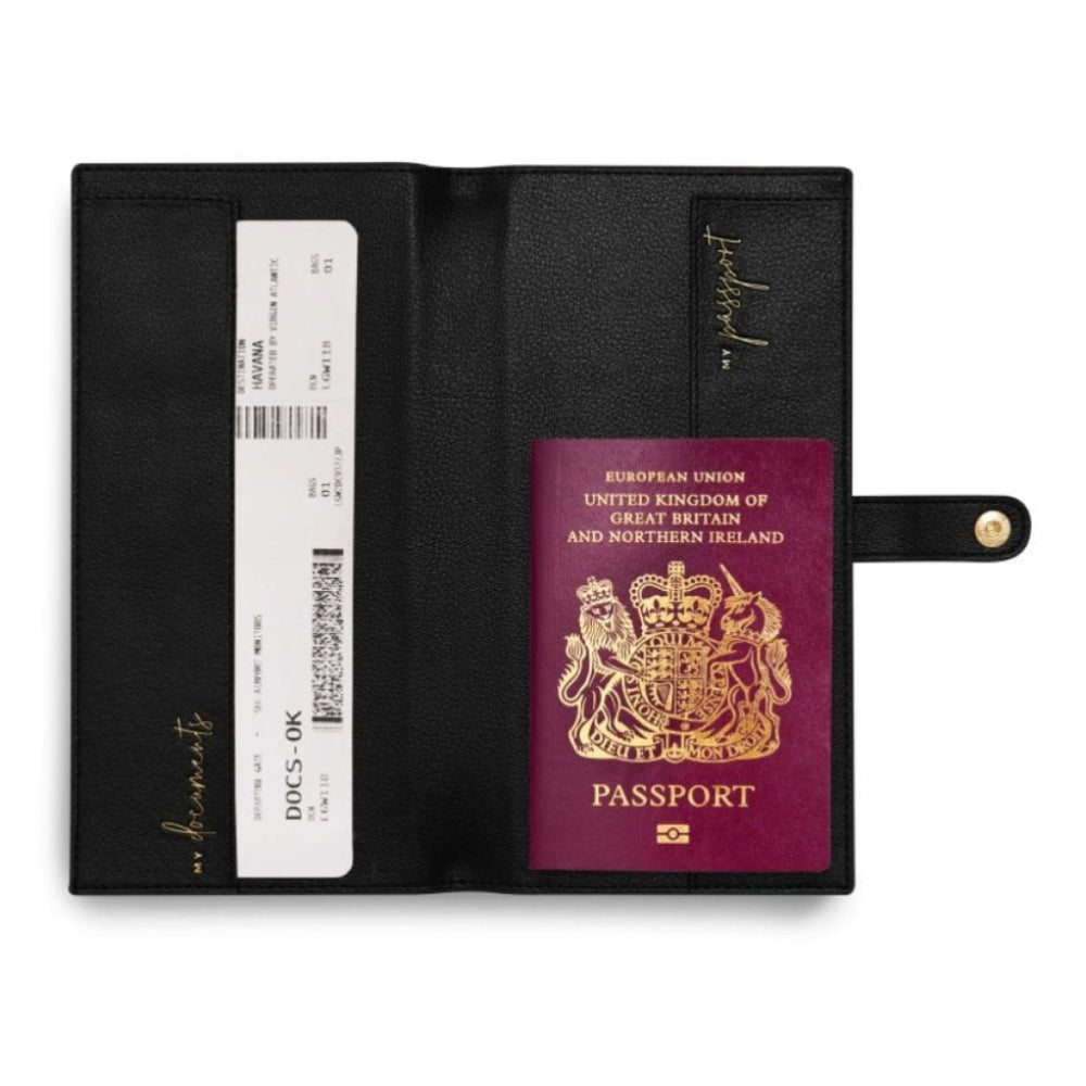 TRAVEL WALLET - EXPLORE DREAM DISCOVER - Black - 23x12cm