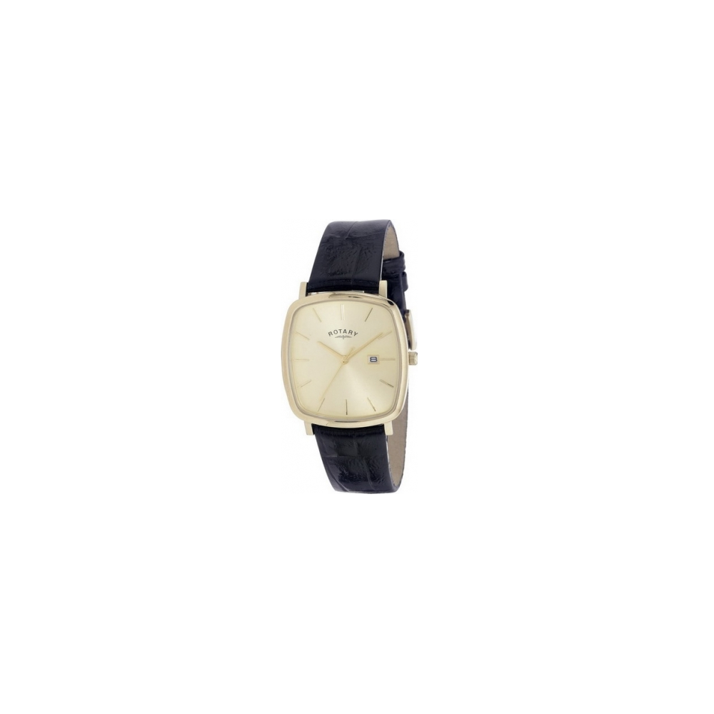Gents Black Leather Strap Watch