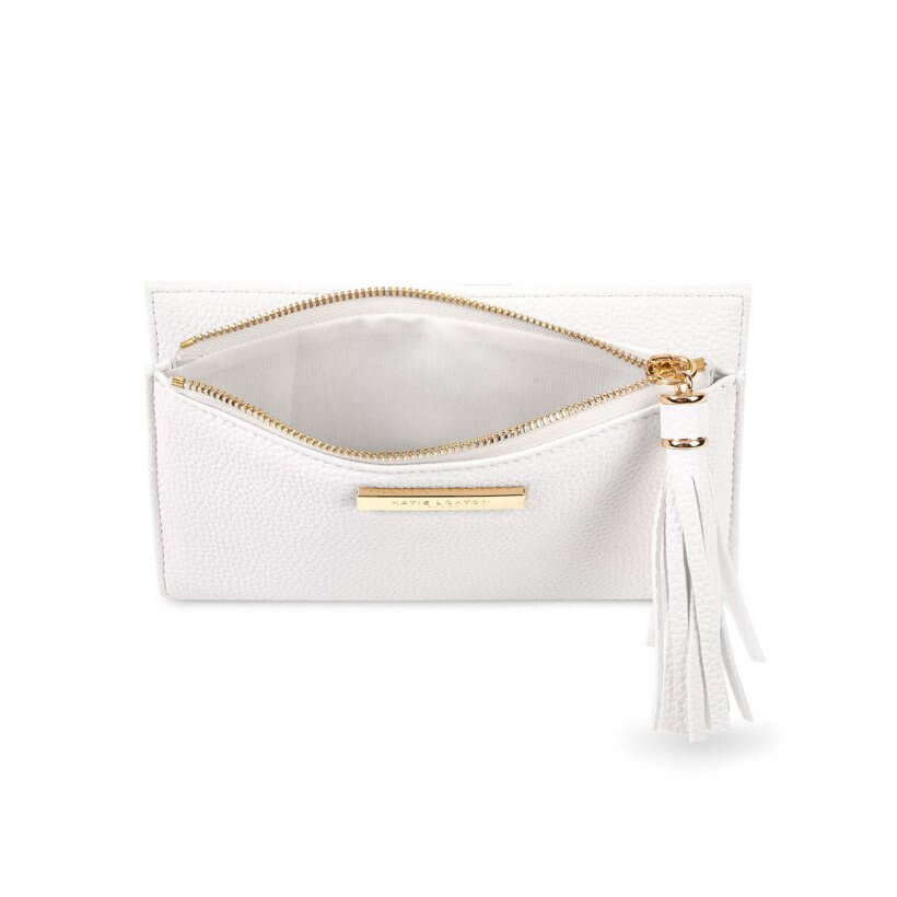 Sophia Tassel Fold Out Purse | White